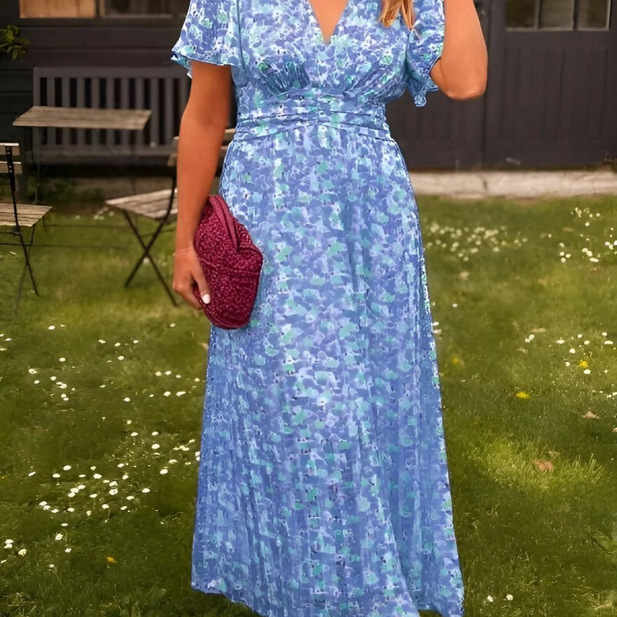 Sandra | Vestido maxi elegante com decote em V - Ines Braga