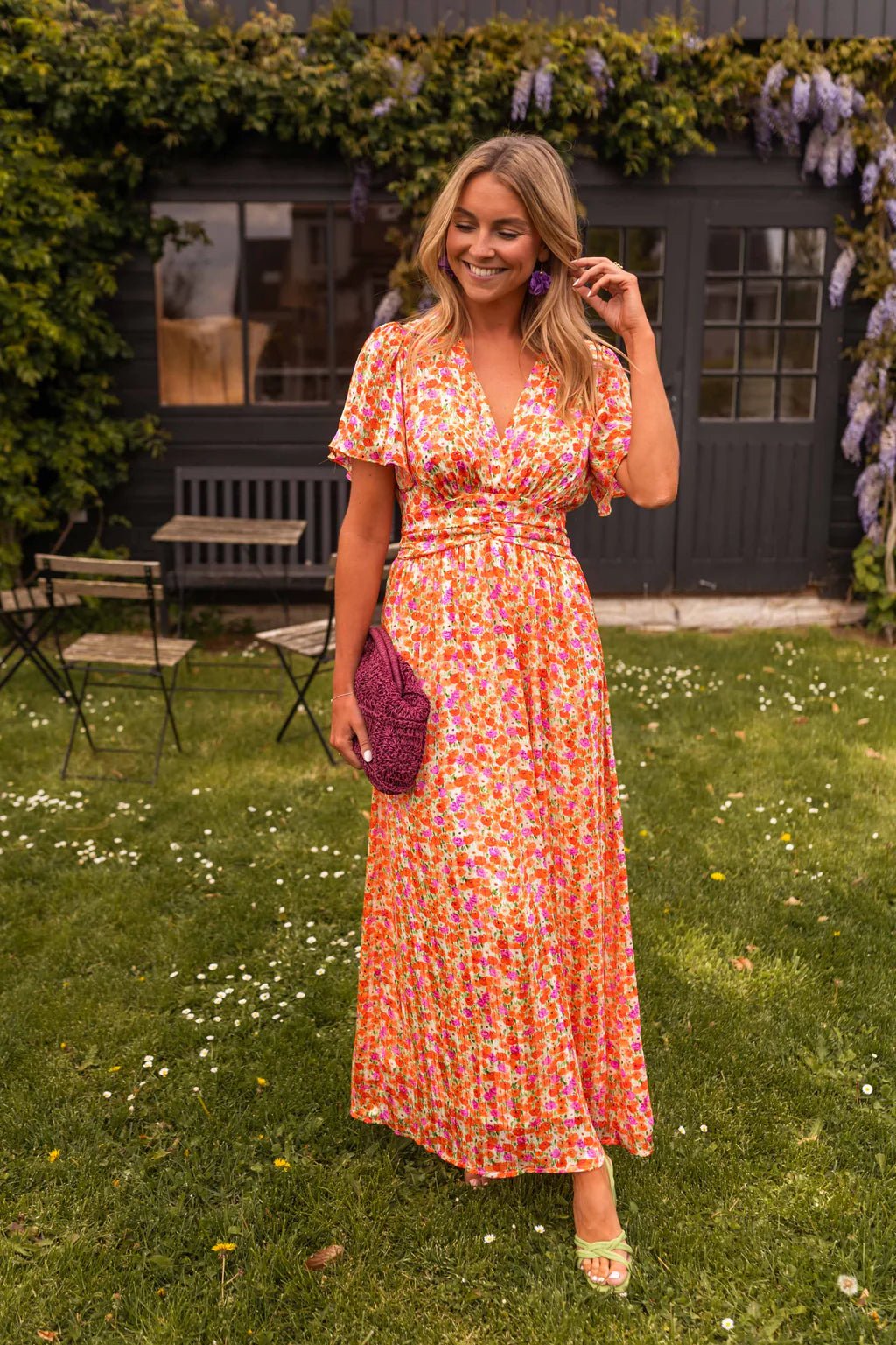 Sandra | Vestido maxi elegante com decote em V - Ines Braga