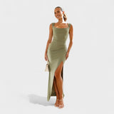 Sarella - Vestido comprido com costas abertas e laço - Ines Braga