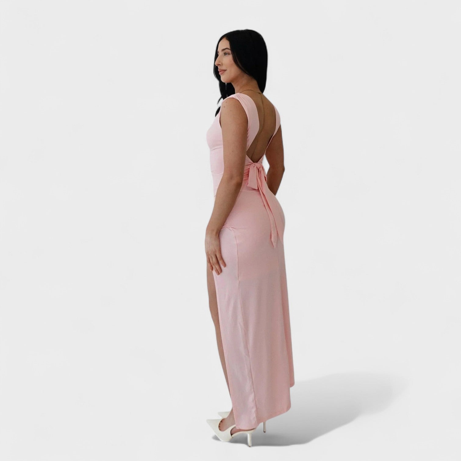 Sarella - Vestido comprido com costas abertas e laço - Ines Braga