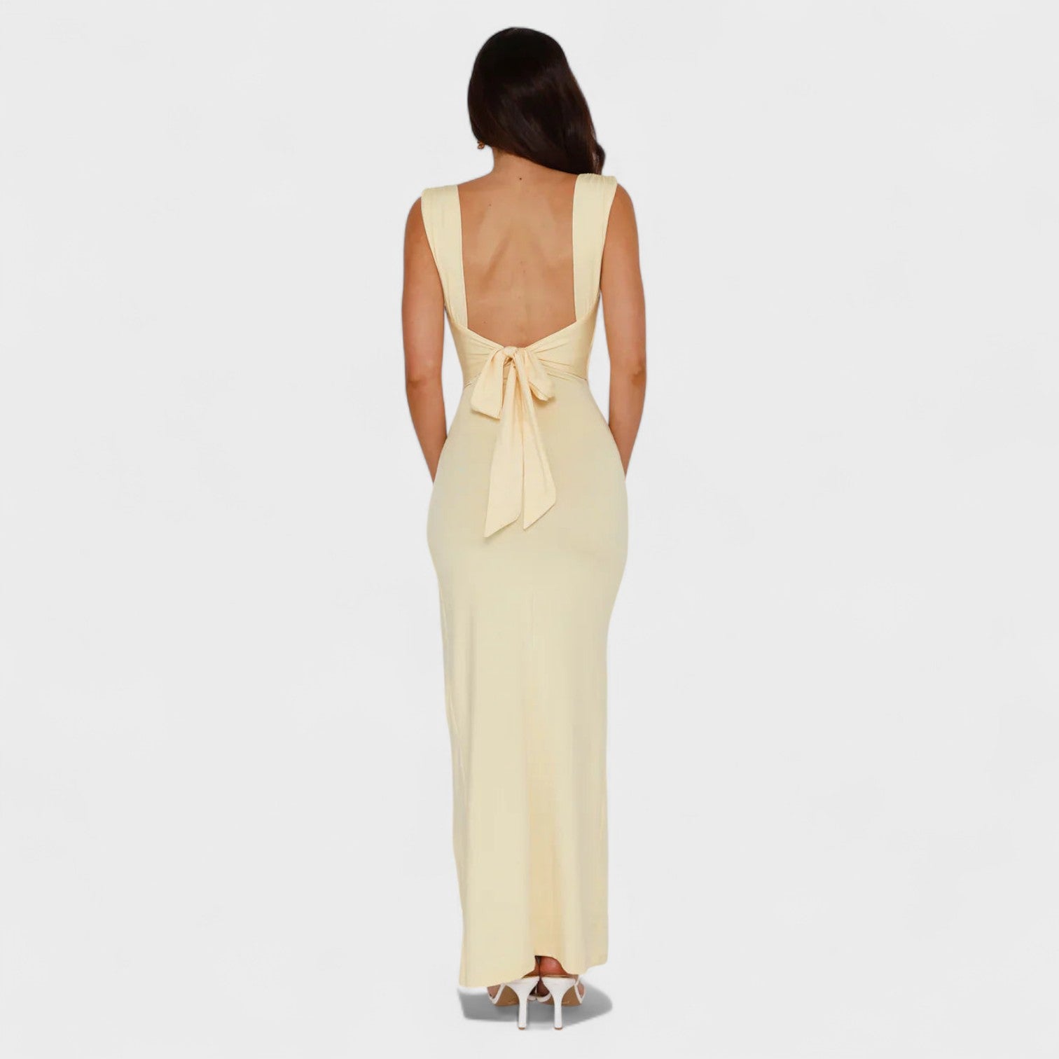 Sarella - Vestido comprido com costas abertas e laço - Ines Braga