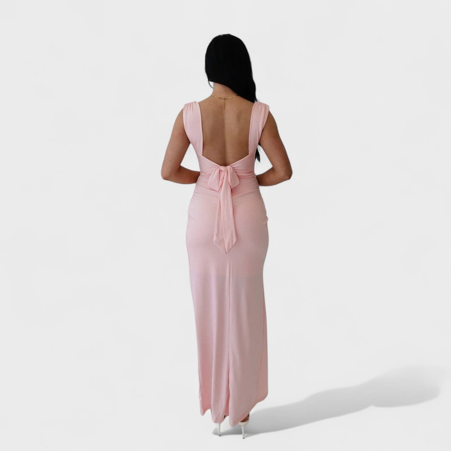 Sarella - Vestido comprido com costas abertas e laço - Ines Braga
