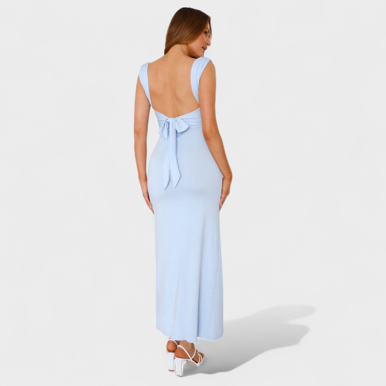 Sarella - Vestido comprido com costas abertas e laço - Ines Braga