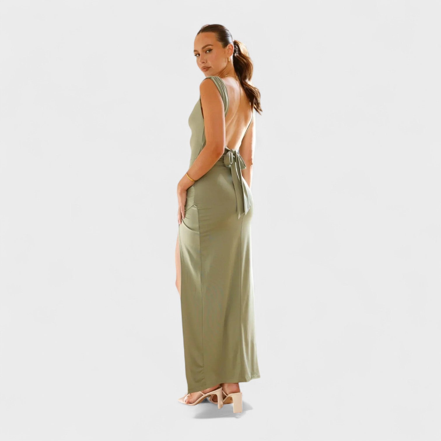 Sarella - Vestido comprido com costas abertas e laço - Ines Braga