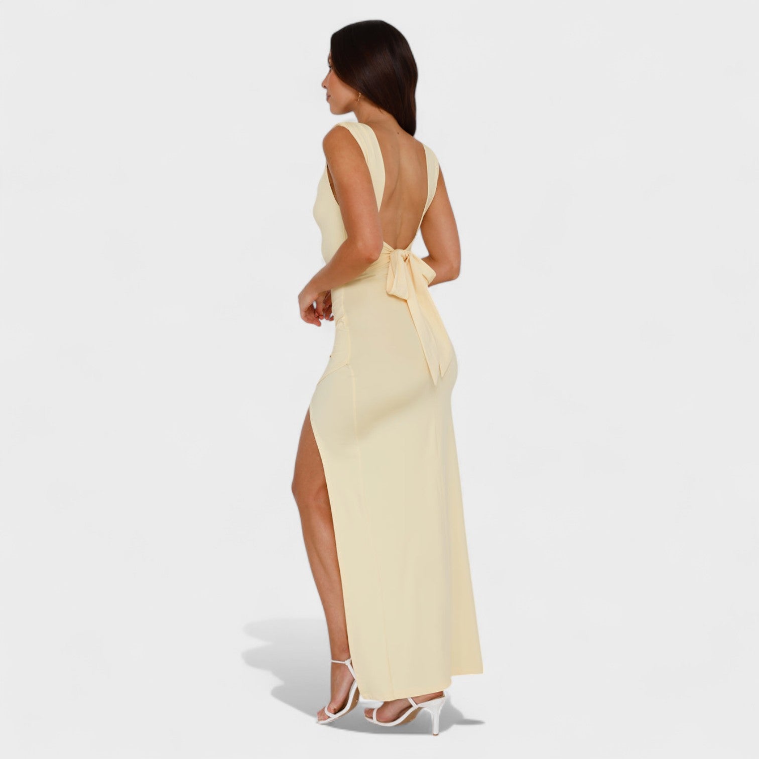 Sarella - Vestido comprido com costas abertas e laço - Ines Braga