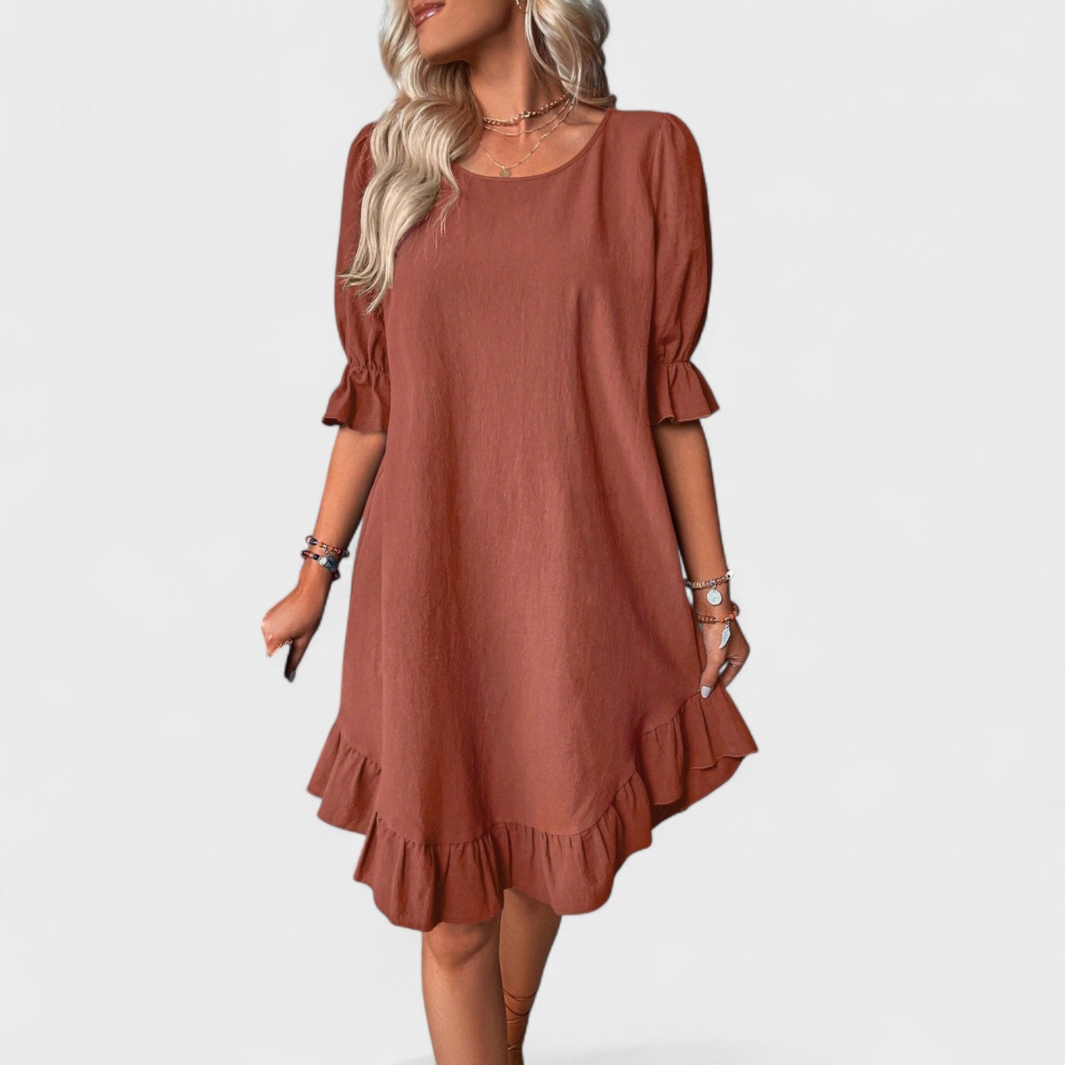Sassa - Vestido casual com folhos - Ines Braga