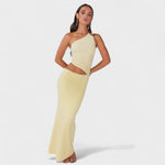 Seranella - Vestido maxi assimétrico com recorte - Ines Braga