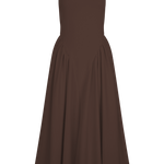 Sharon |Vestido midi em malha de esparguete - Castanho cacau - Ines Braga