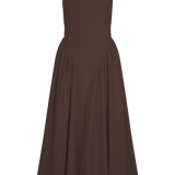 Sharon |Vestido midi em malha de esparguete - Castanho cacau - Ines Braga