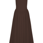 Sharon |Vestido midi em malha de esparguete - Castanho cacau - Ines Braga