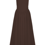Sharon |Vestido midi em malha de esparguete - Castanho cacau - Ines Braga