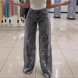 Calças de Ganga Patchwork com Renda Boho