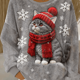 Isla - Sudadera navideña con capucha para mujeres en estilo gato