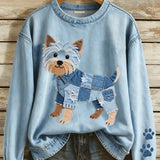 Leonor - Lindo moletom feminino com estampa de patchwork de Yorkshire Terrier
