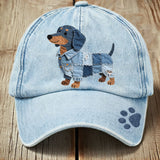 Diana - Chapéu jeans patchwork unissex para animais de estimação com dachshund