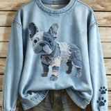 Alice - Sudadera Patchwork de Bulldog Francés para Damas