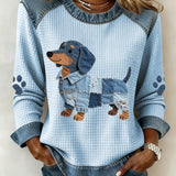 Julia - Adorável dachshund com jeans patchwork
