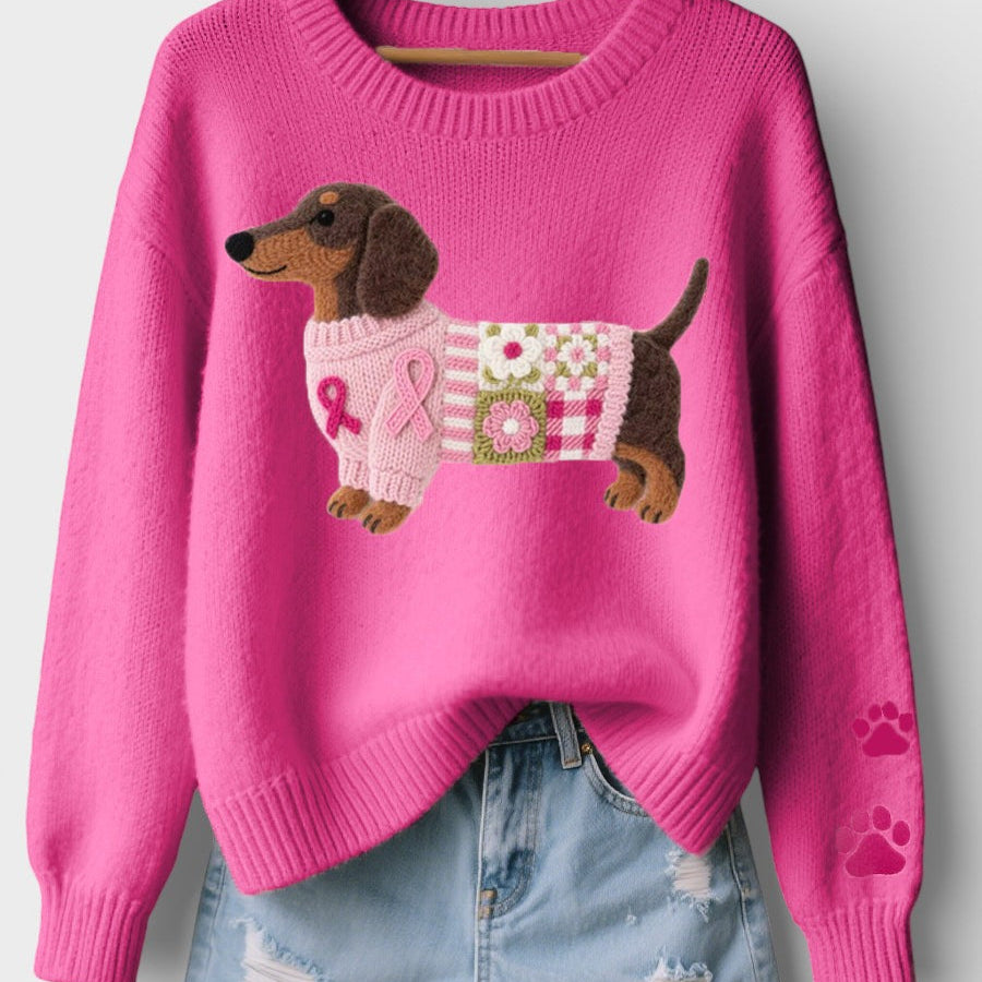 Irene | Suéter de tricô com dachshund de feltro em lã