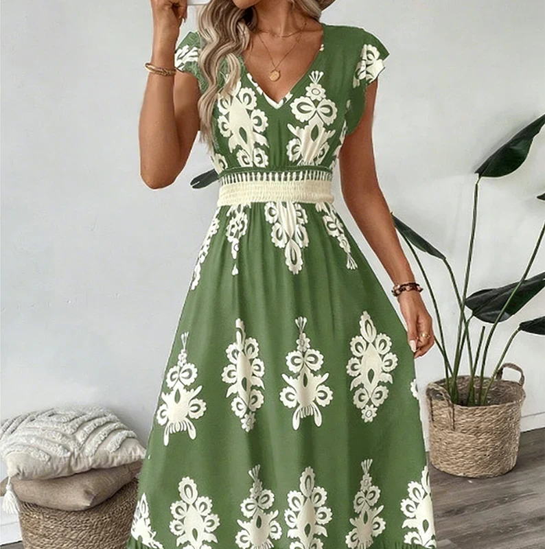 Candela – Vestido maxi barroco com decote em V