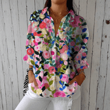Sylvie | Blusa Floral Pintada à Mão com Estampa Artística - Ines Braga