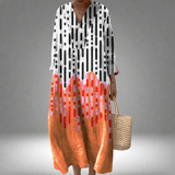 Tessa™ | Vestido Maxi com Estampa Abstrata de Gotas - Ines Braga