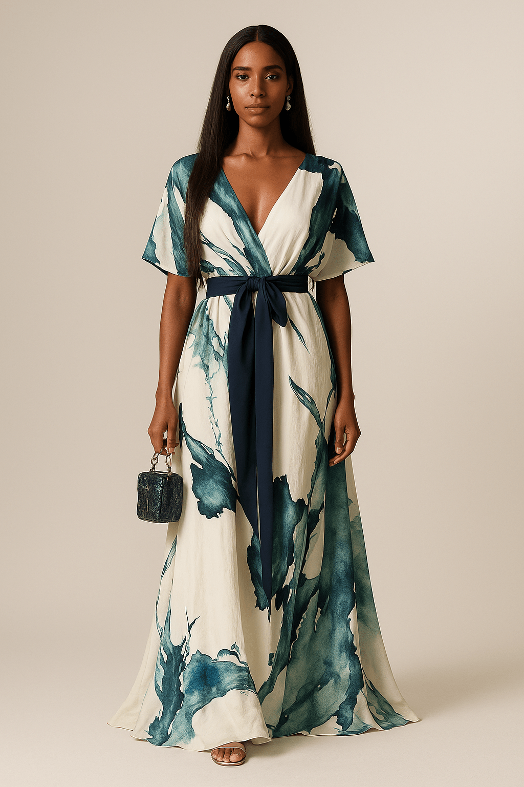 Vanessa™ | Vestido Longo com Estampa Aquarela - Ines Braga
