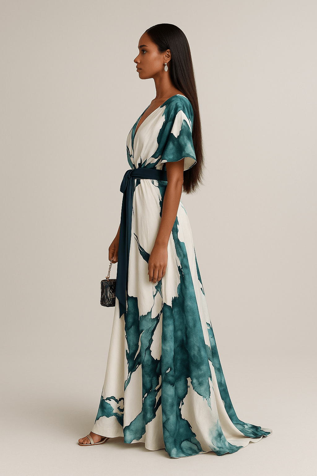 Vanessa™ | Vestido Longo com Estampa Aquarela - Ines Braga