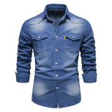 João | Camisa premium de algodão em denim