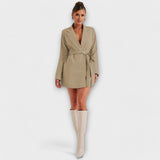 Vestido blazer com decote em V - Ines Braga