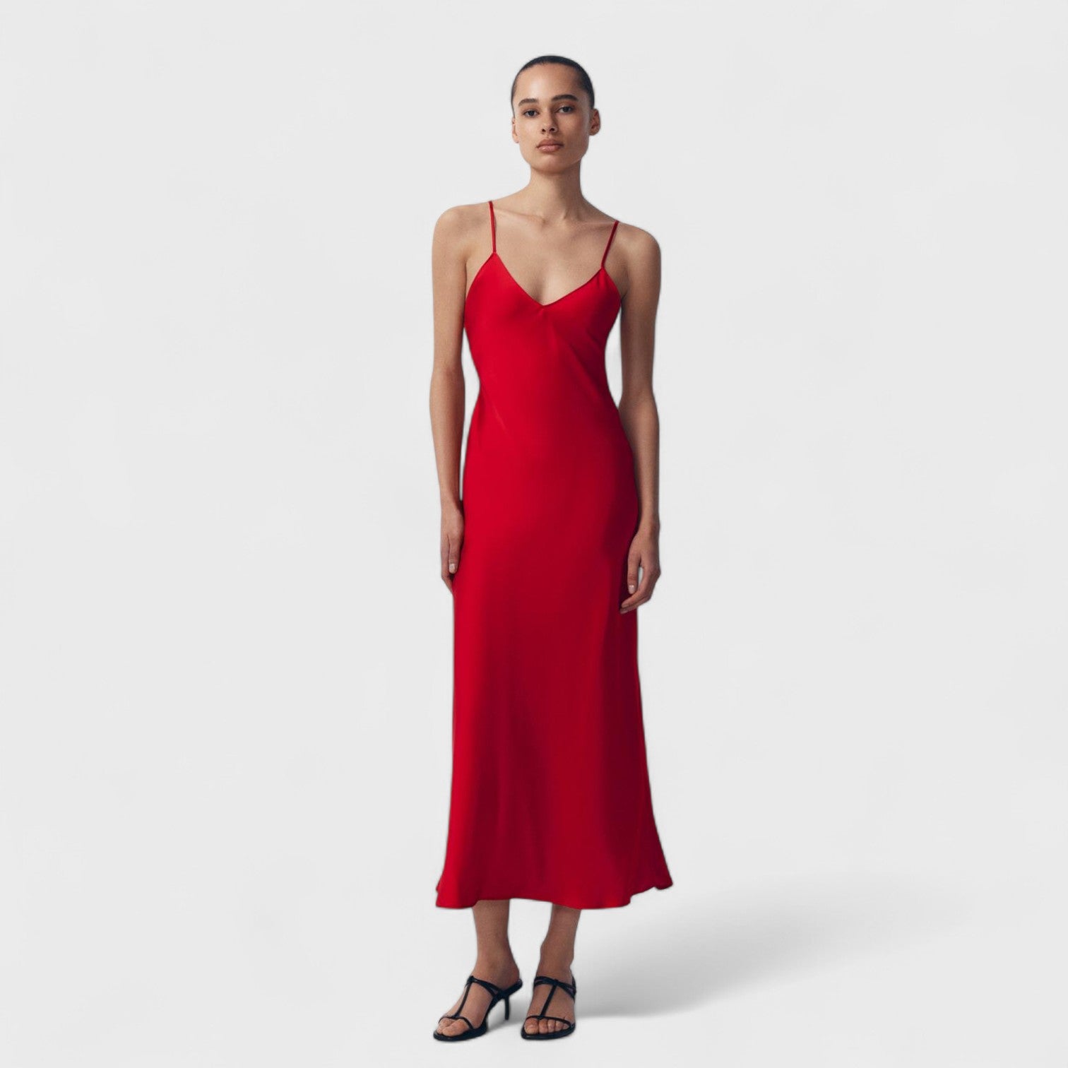 Vestido carmesim - Corte minimalista e elegante - Ines Braga