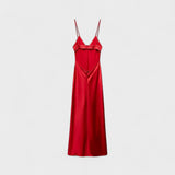 Vestido carmesim - Corte minimalista e elegante - Ines Braga