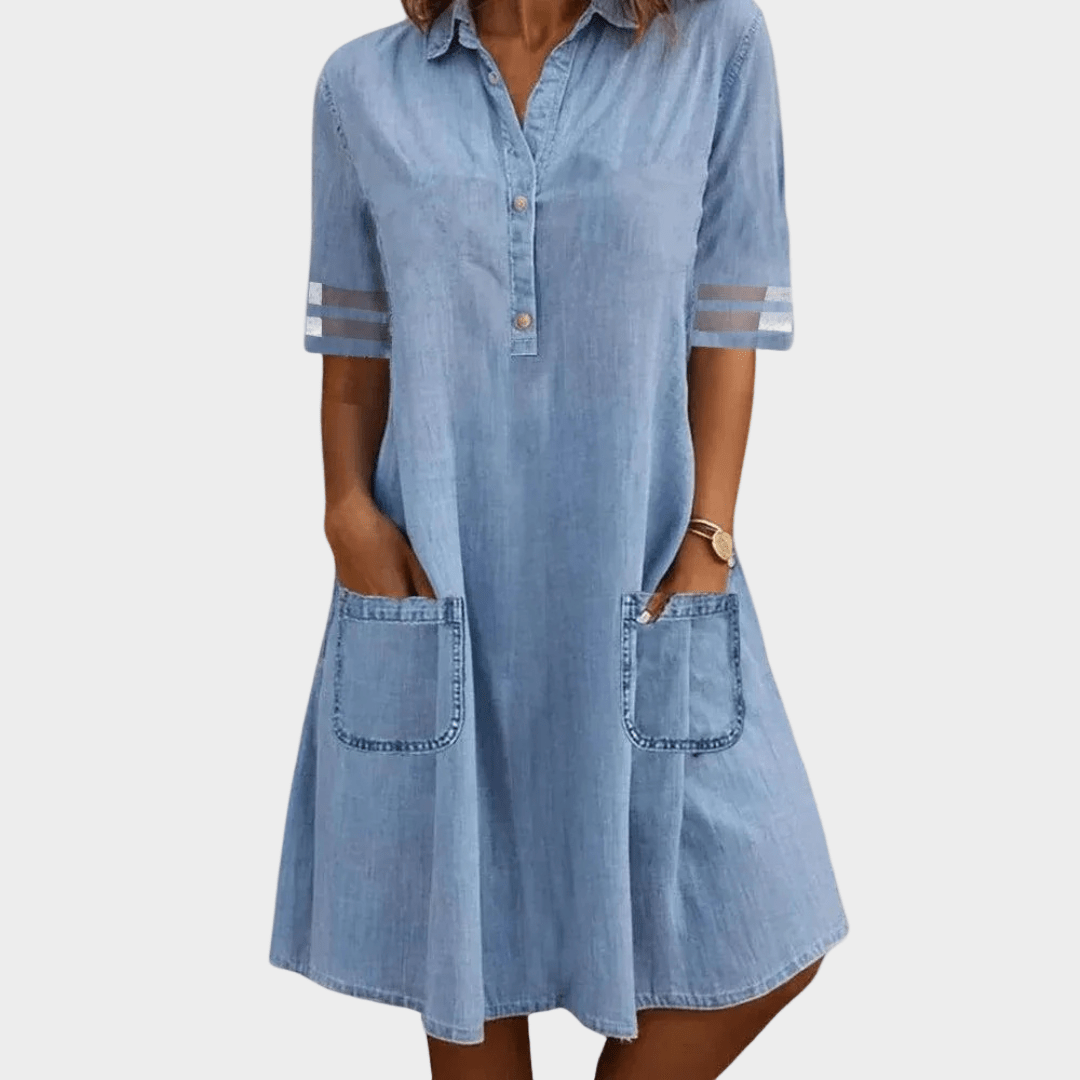 Vestido de jeans leve e arejado - Ines Braga