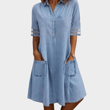 Vestido de jeans leve e arejado - Ines Braga