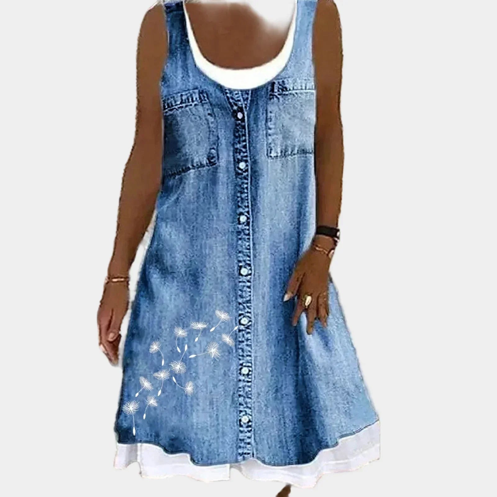 Vestido de Jeans Macio e Elegante - Ines Braga