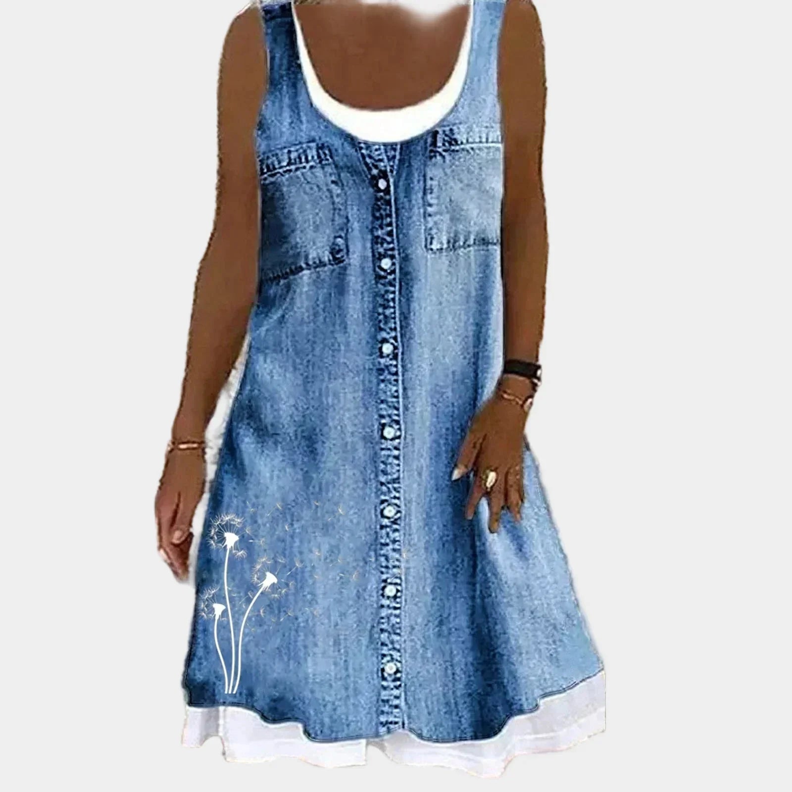 Vestido de Jeans Macio e Elegante - Ines Braga