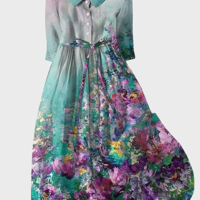 Vestido Floral com Design Degradê - Ines Braga