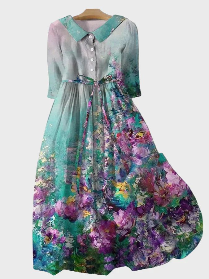 Vestido Floral com Design Degradê - Ines Braga