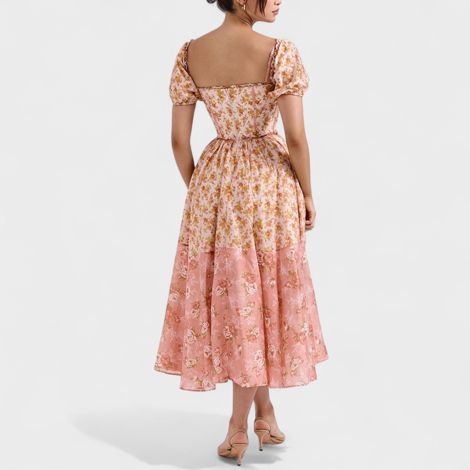 Vestido Valentina Floral Coral - Ines Braga